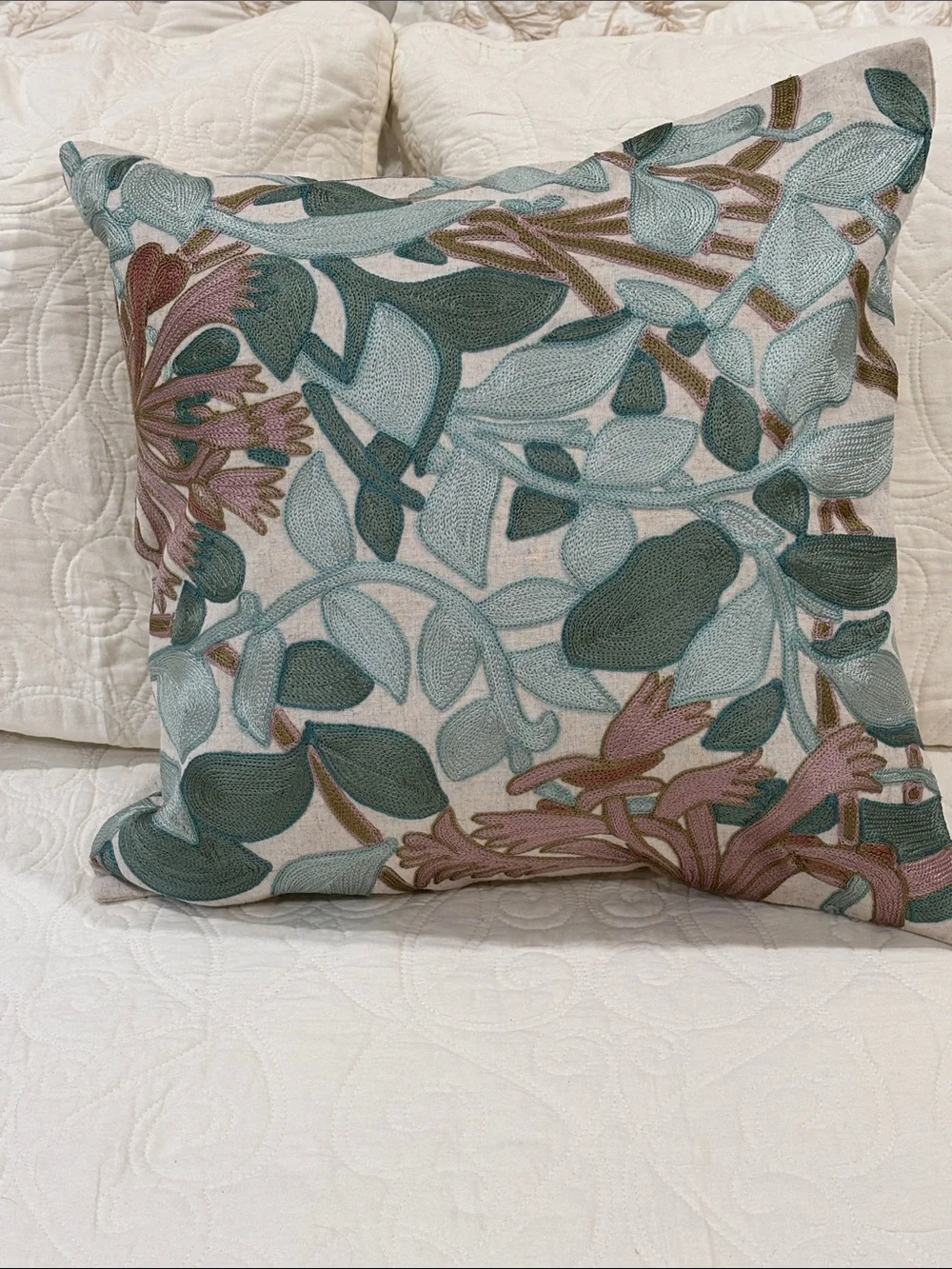 NWT Ballard Design Danica embroidered pillow covers 18”x 18” *price is for both*